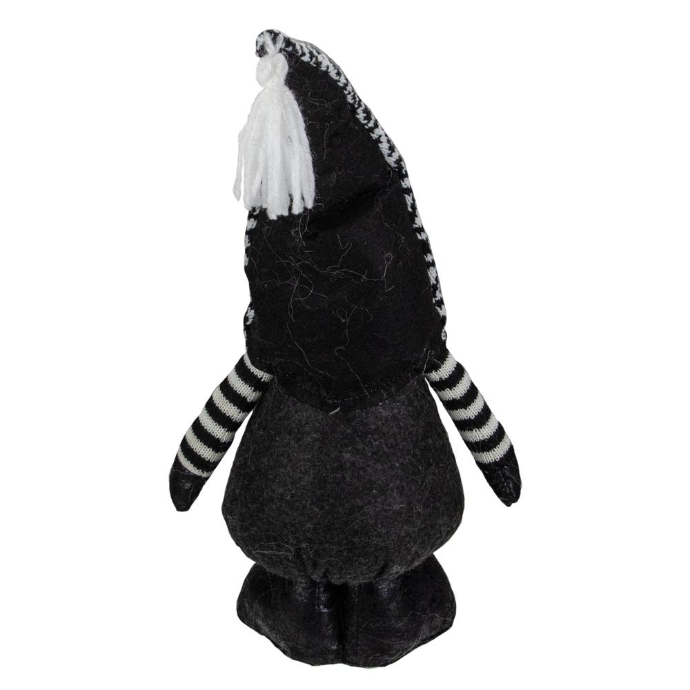 17" Black and White Plush Knit Gnome Christmas Figure. Picture 5