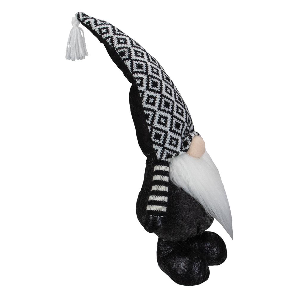 17" Black and White Plush Knit Gnome Christmas Figure. Picture 4