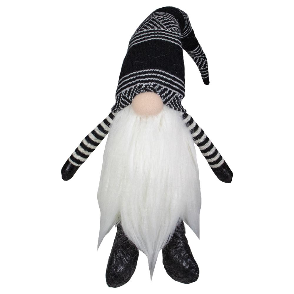 28" Black and White Gnome Plush Tabletop Christmas Decoration. Picture 1