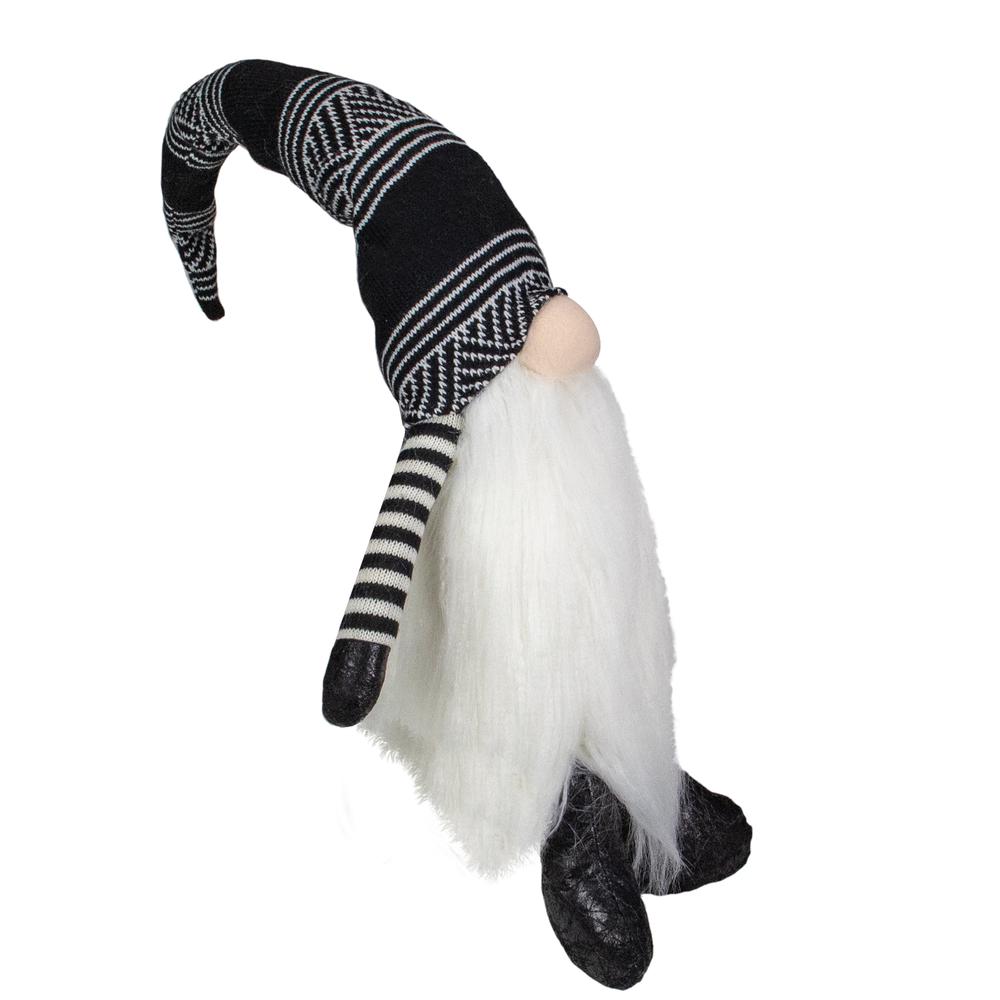 28" Black and White Gnome Plush Tabletop Christmas Decoration. Picture 3