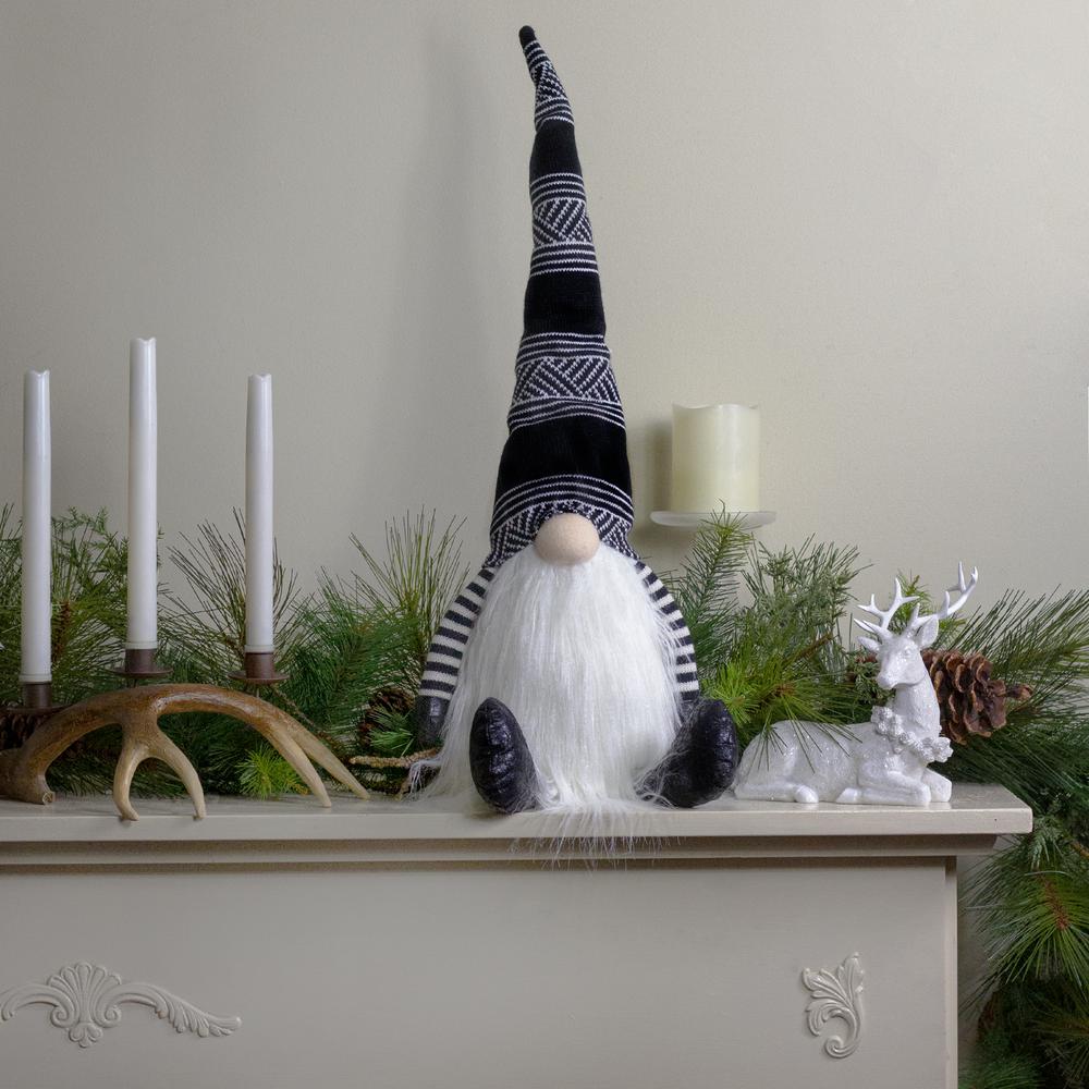 28" Black and White Gnome Plush Tabletop Christmas Decoration. Picture 2