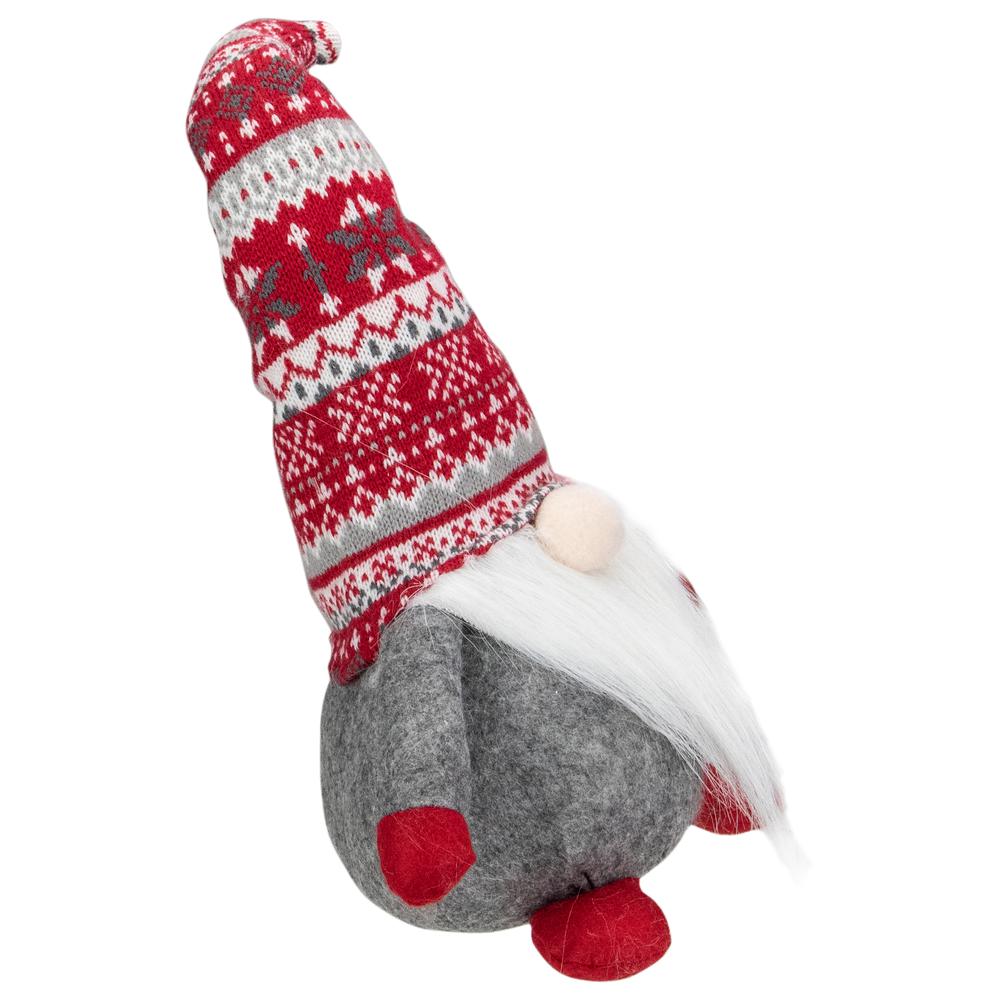 17-Inch Red  Gray  and White Lodge-Style Tabletop Gnome Christmas Decoration. Picture 4