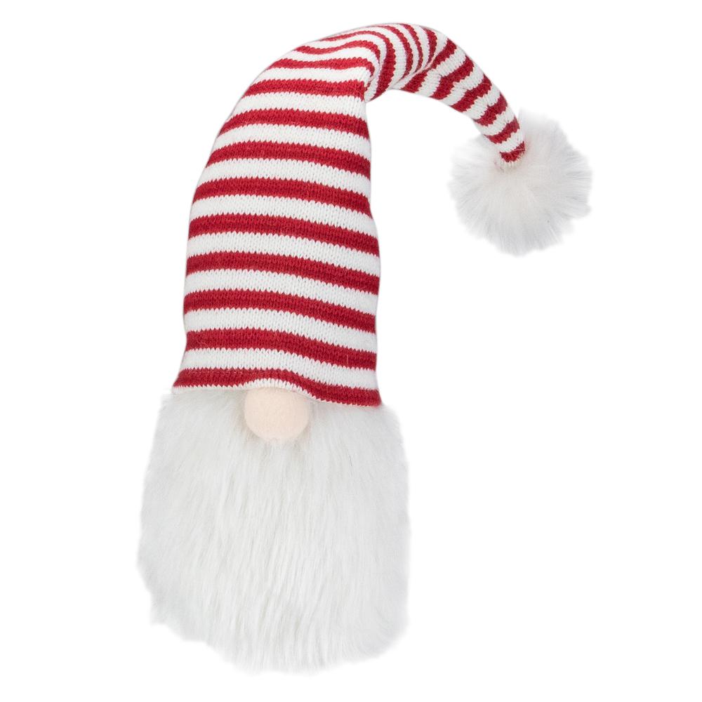 19-Inch Plush Tabletop Christmas Decoration Gnome with Red and White Striped Hat. Picture 1