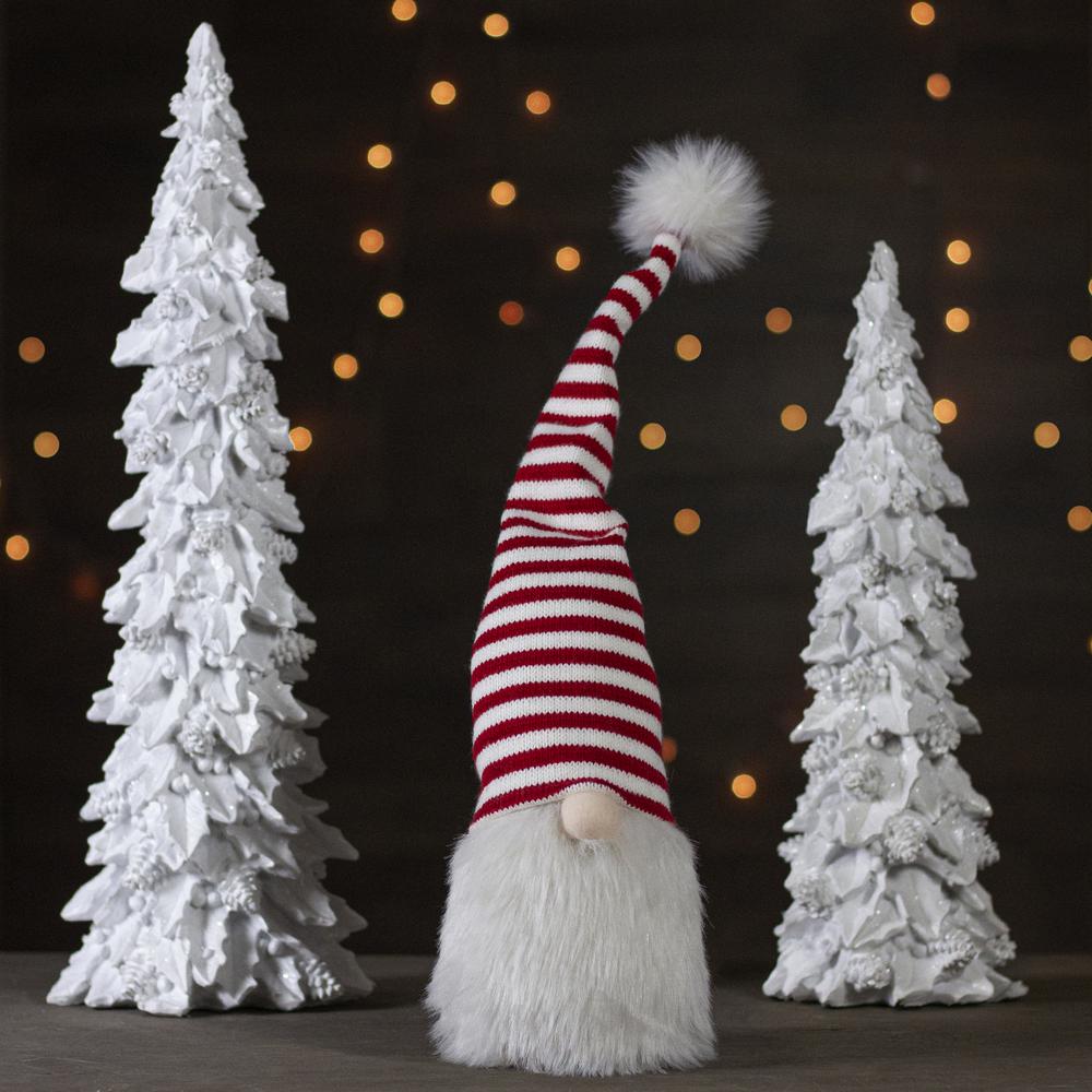 19-Inch Plush Tabletop Christmas Decoration Gnome with Red and White Striped Hat. Picture 2