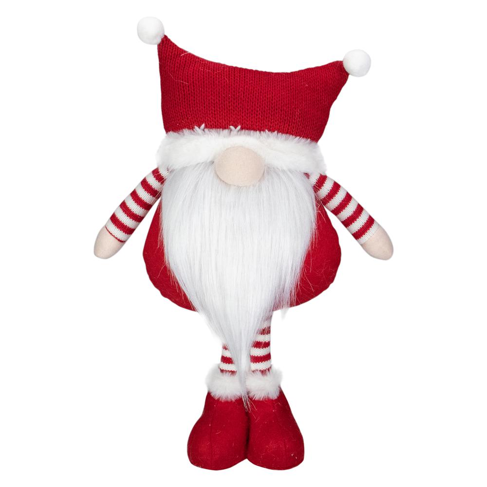 18.5" Plush Red and White Standing Tabletop Gnome Christmas Decoration. Picture 1