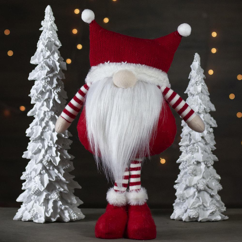 18.5" Plush Red and White Standing Tabletop Gnome Christmas Decoration. Picture 2