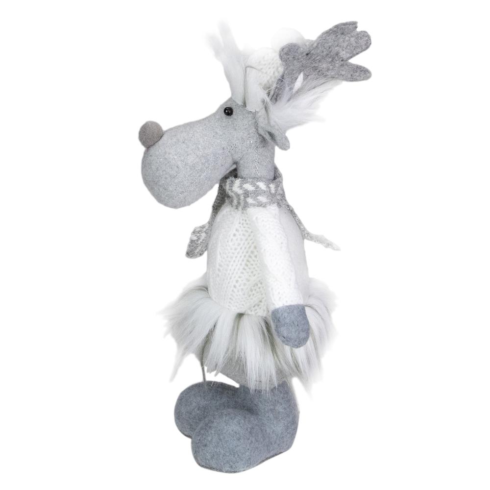 12.5-Inch Gray and White Standing Moose Tabletop Christmas Decoration. Picture 3