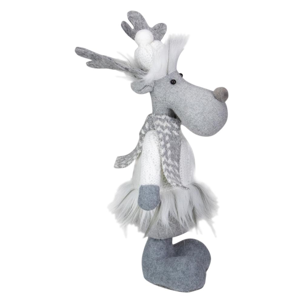 12.5-Inch Gray and White Standing Moose Tabletop Christmas Decoration. Picture 4