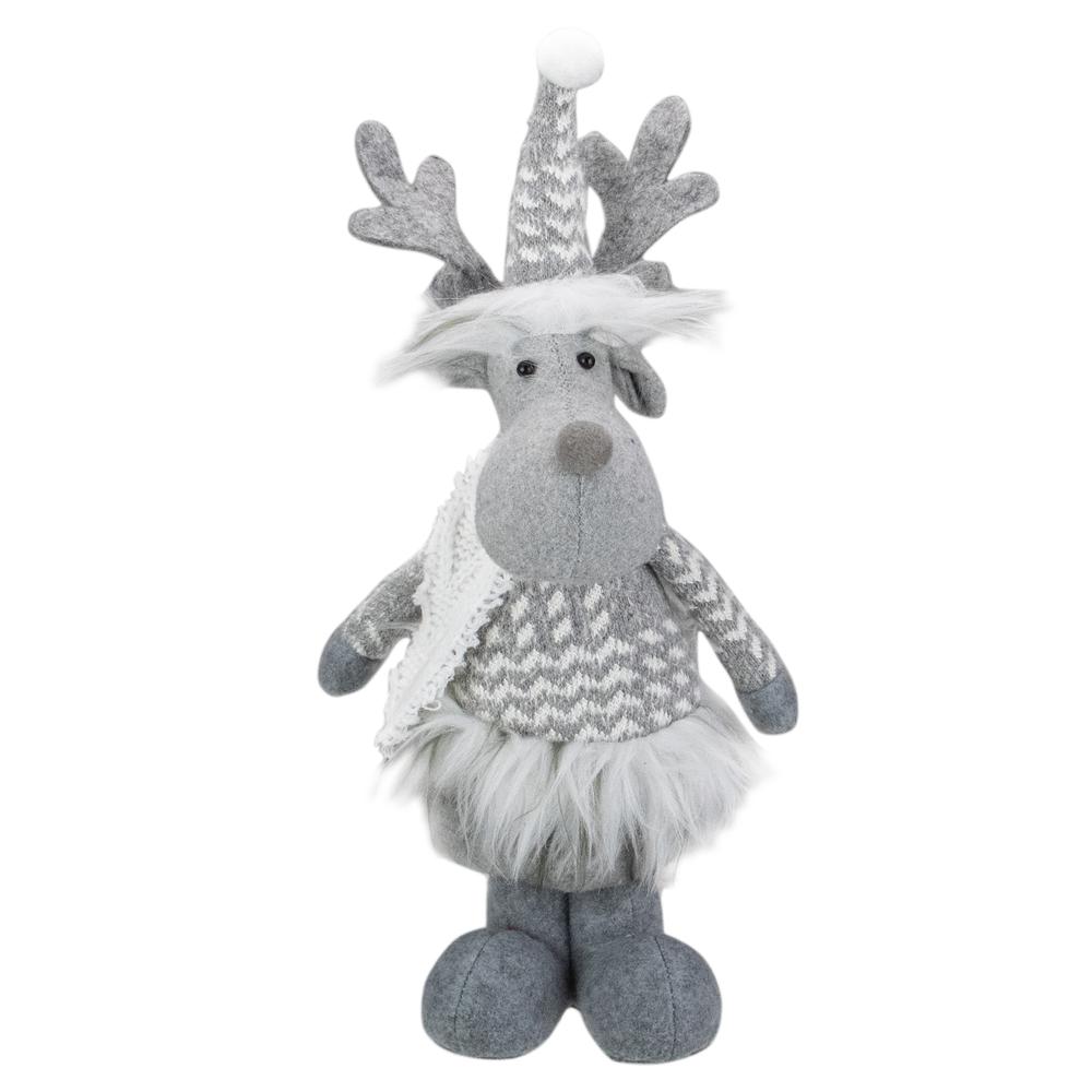 12-Inch Gray and White Standing Tabletop Moose Christmas Figure. Picture 1