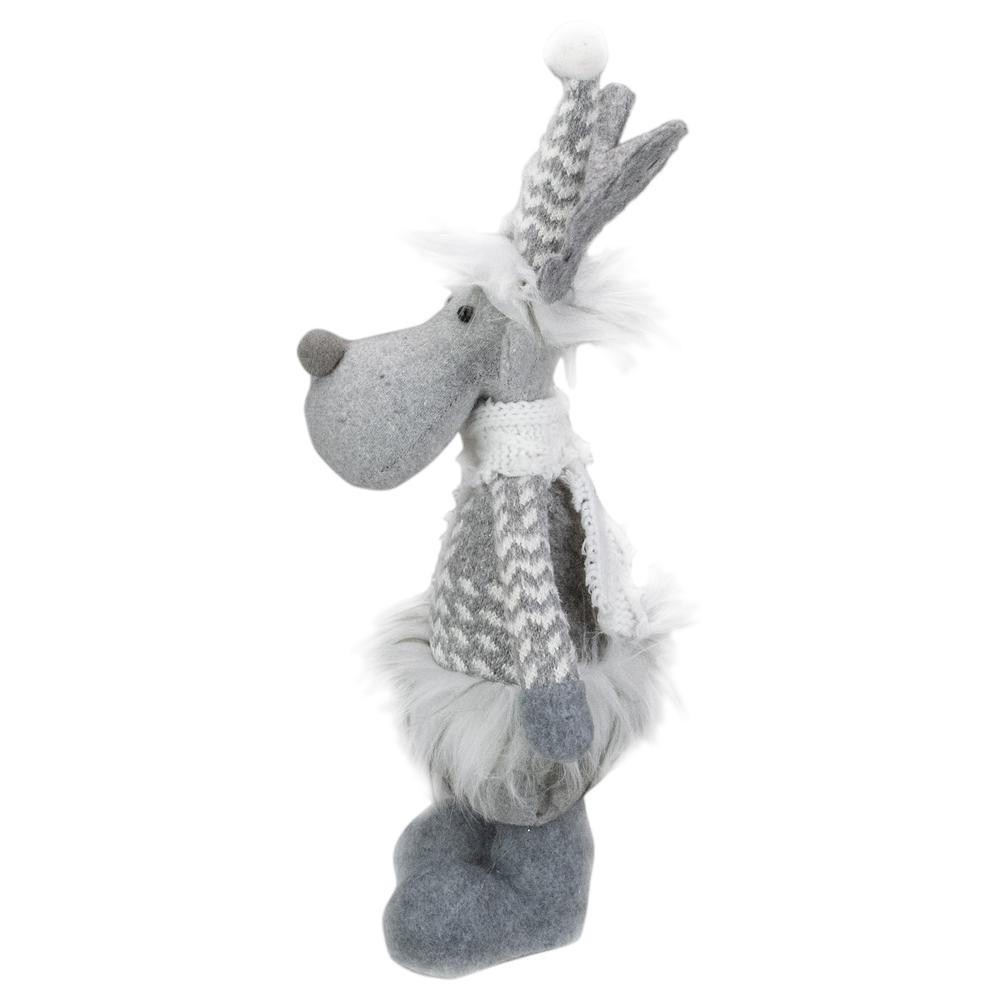 12-Inch Gray and White Standing Tabletop Moose Christmas Figure. Picture 3