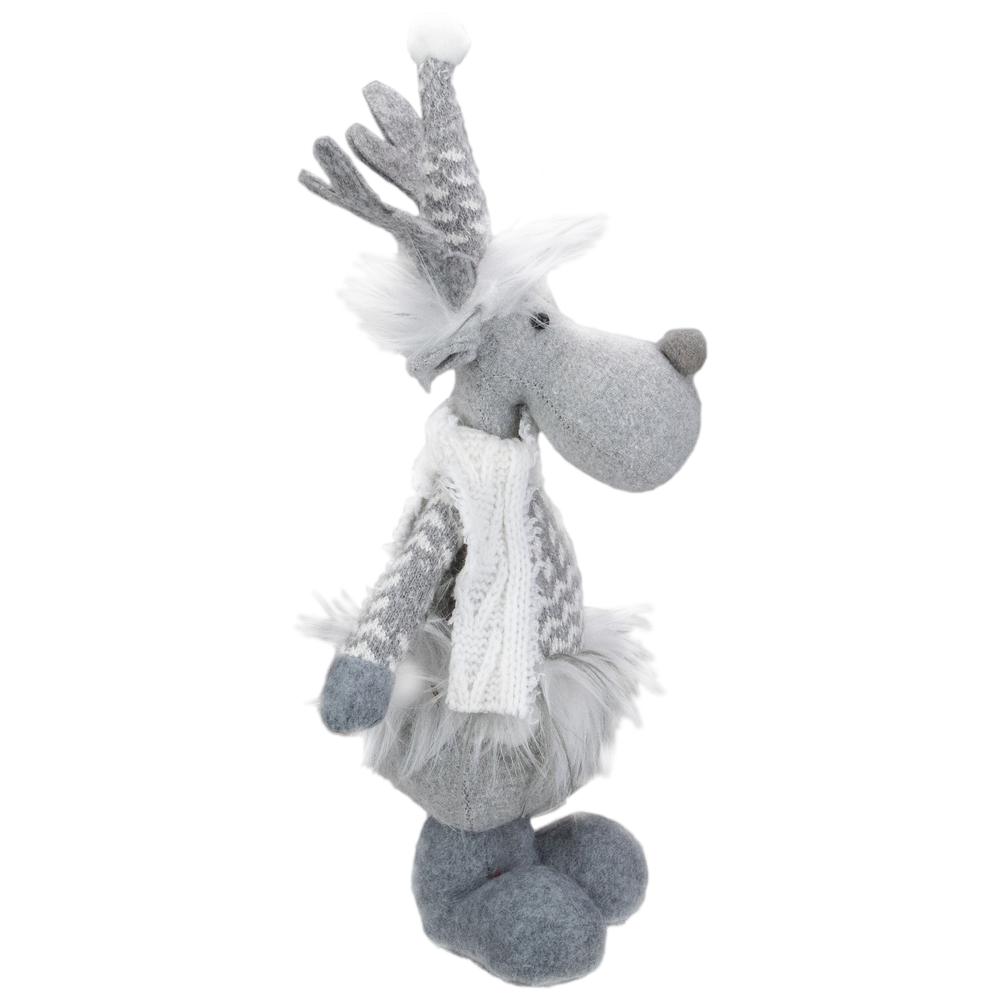 12-Inch Gray and White Standing Tabletop Moose Christmas Figure. Picture 4