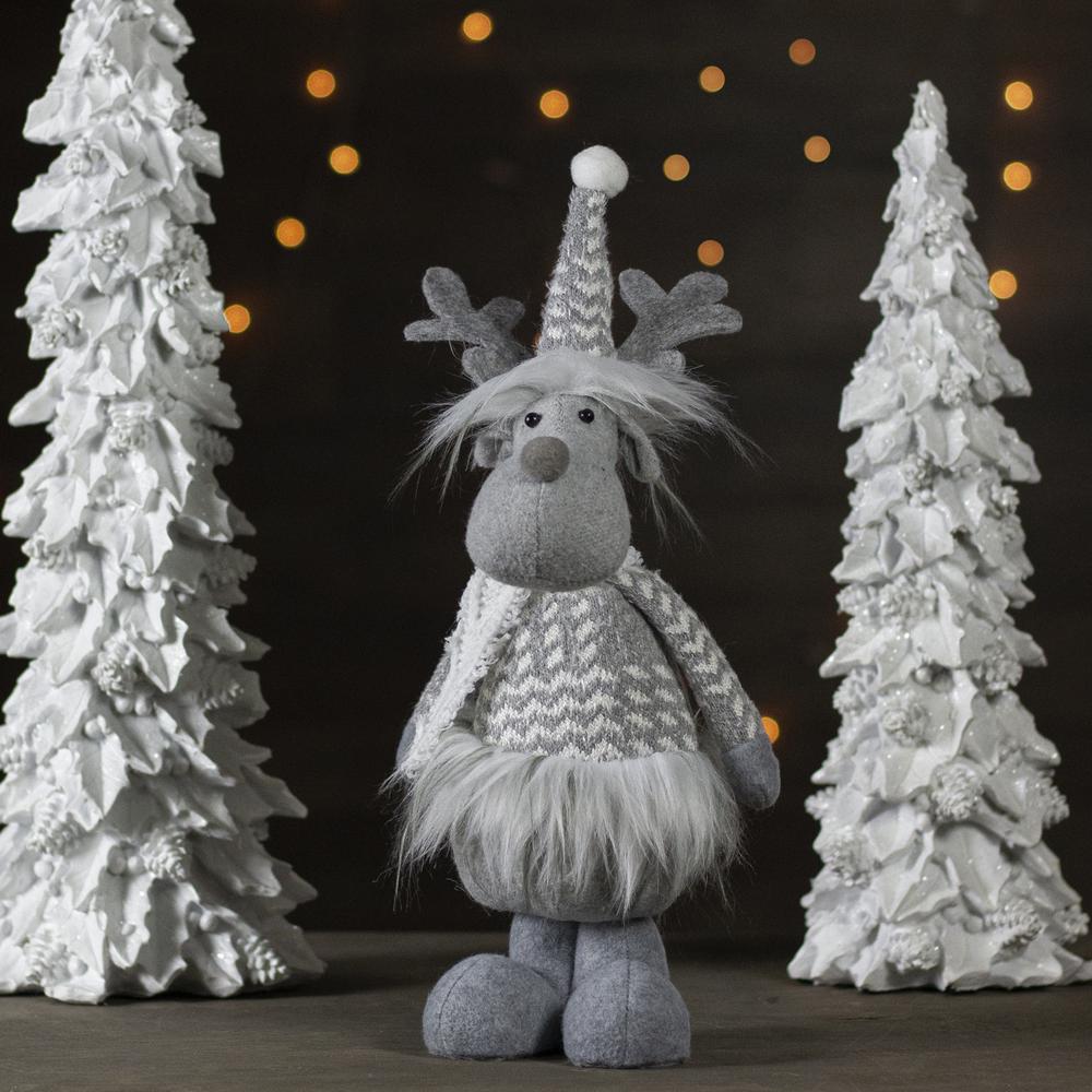 12-Inch Gray and White Standing Tabletop Moose Christmas Figure. Picture 2