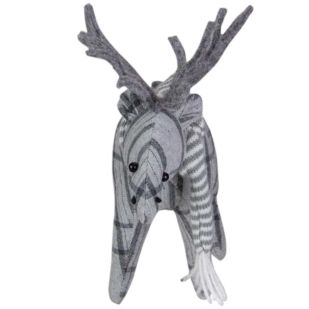 10-Inch Gray Checkered Moose Tabletop Christmas Decoration. Picture 3