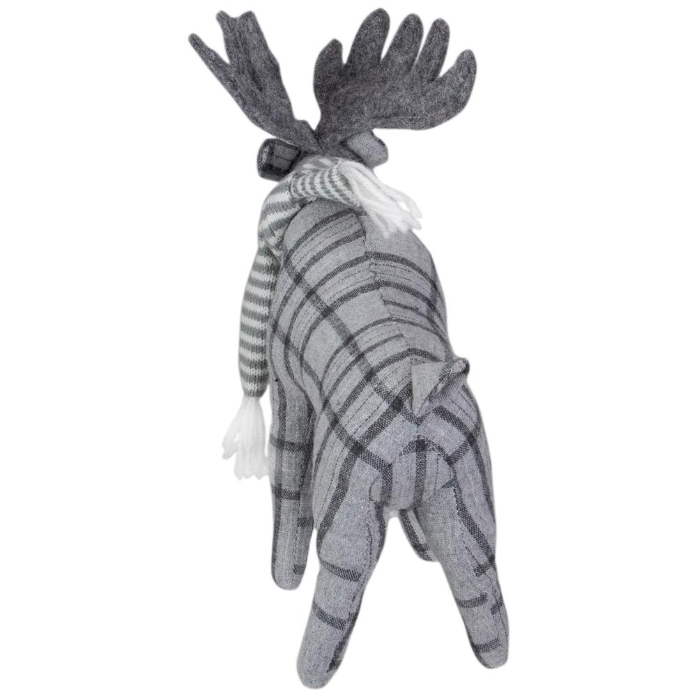 10-Inch Gray Checkered Moose Tabletop Christmas Decoration. Picture 5