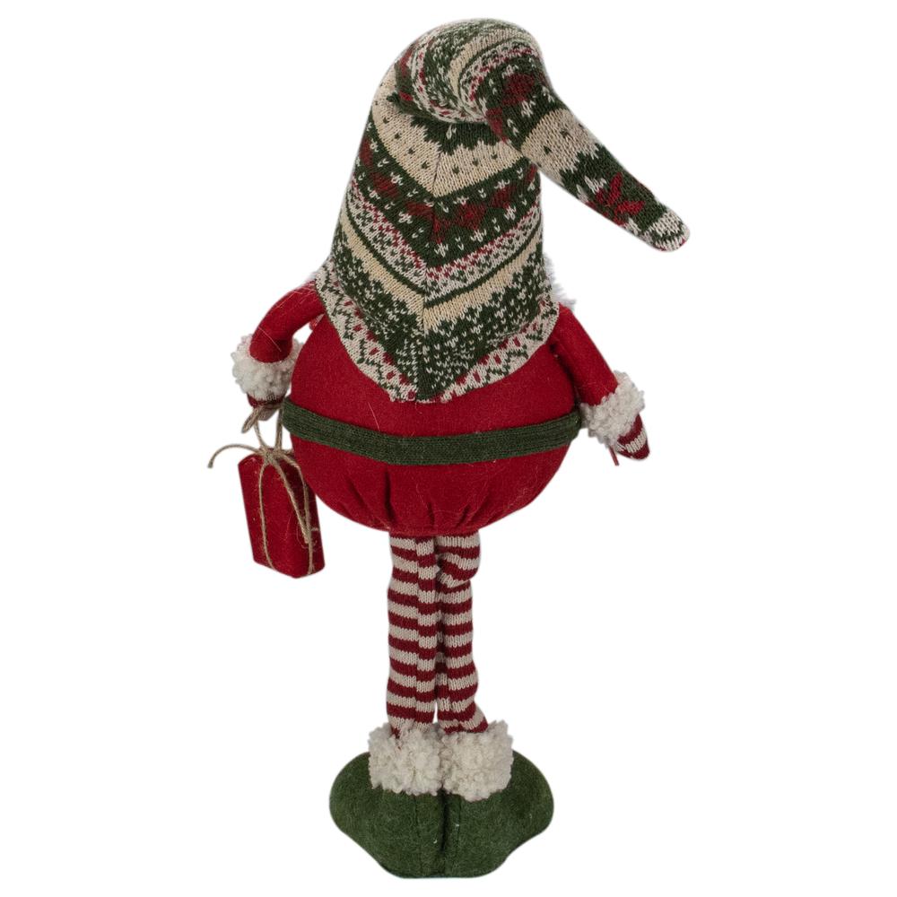 28" Red and Green Fair Isle Standing Gnome Girl Christmas Figure. Picture 5