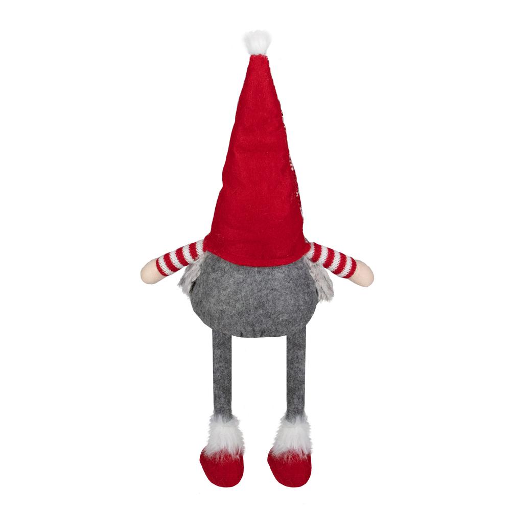 22-Inch Red  Gray  and White Plaid Sitting Tabletop Gnome Christmas Decoration. Picture 4