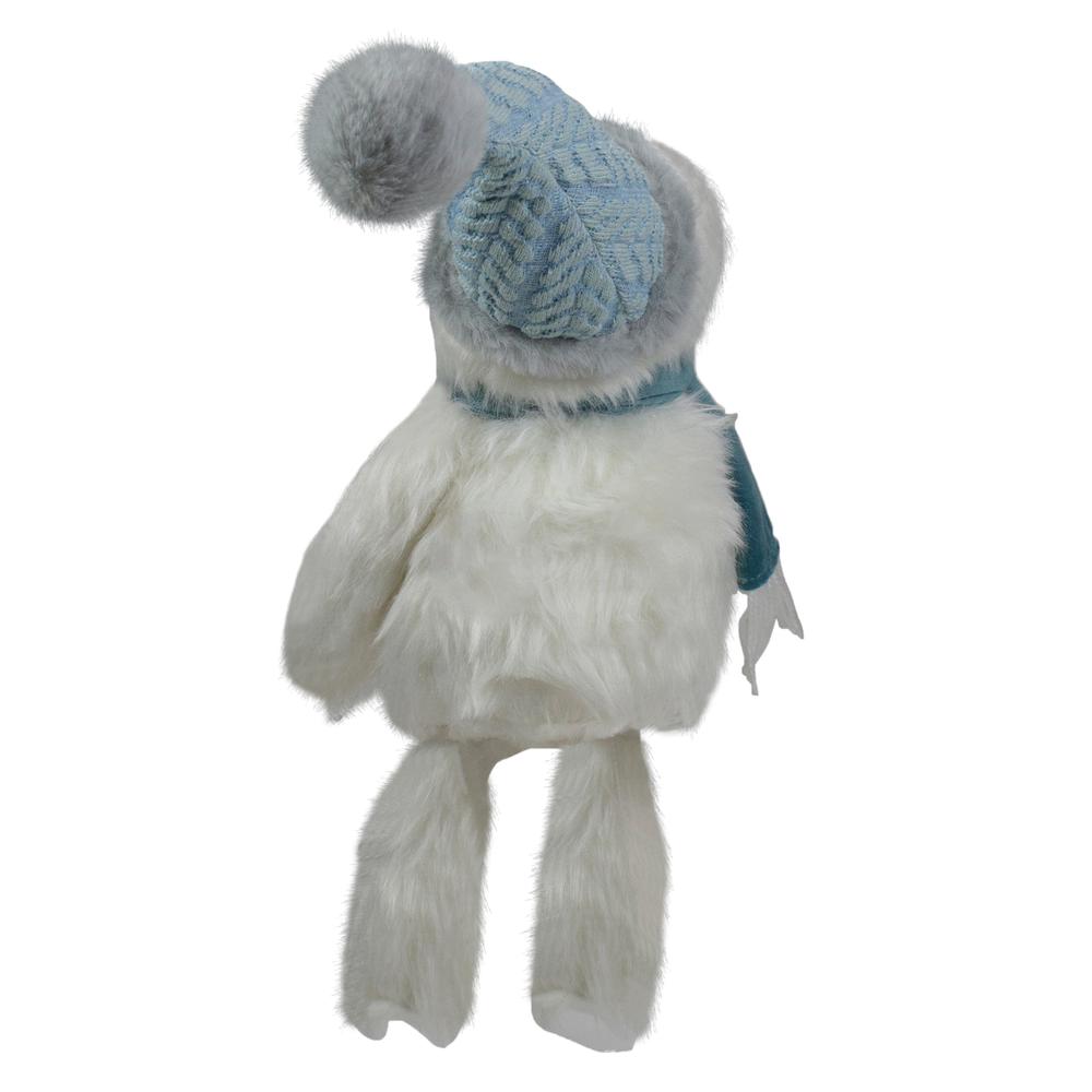 22-Inch Plush White and Blue Sitting Tabletop Yeti Christmas Figure. Picture 5