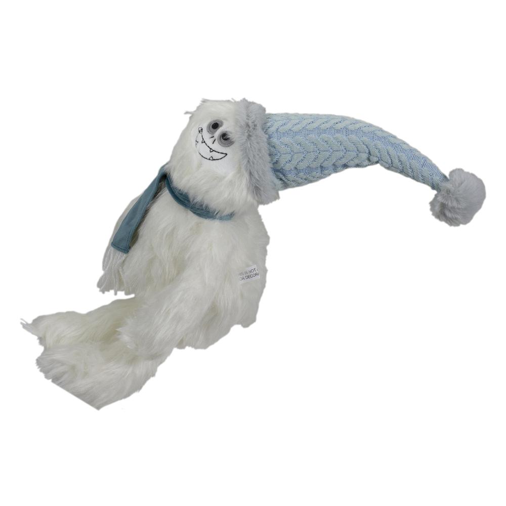 22-Inch Plush White and Blue Sitting Tabletop Yeti Christmas Figure. Picture 4