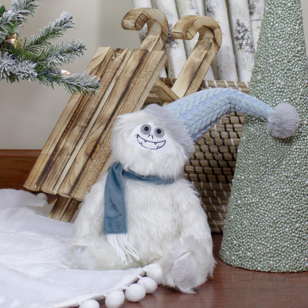 22-Inch Plush White and Blue Sitting Tabletop Yeti Christmas Figure. Picture 2