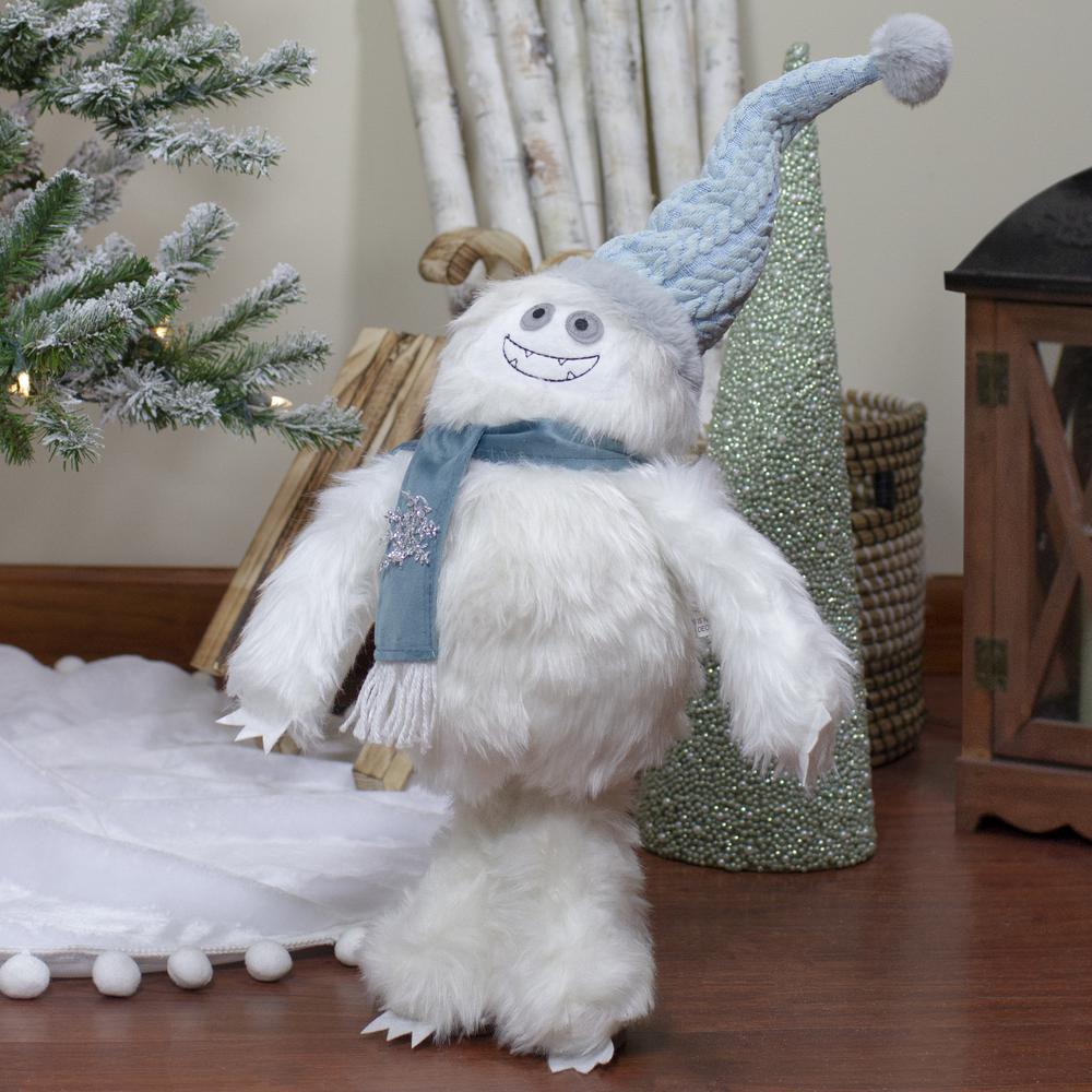 23-Inch Plush White and Blue Standing Tabletop Yeti Christmas Figure. Picture 2