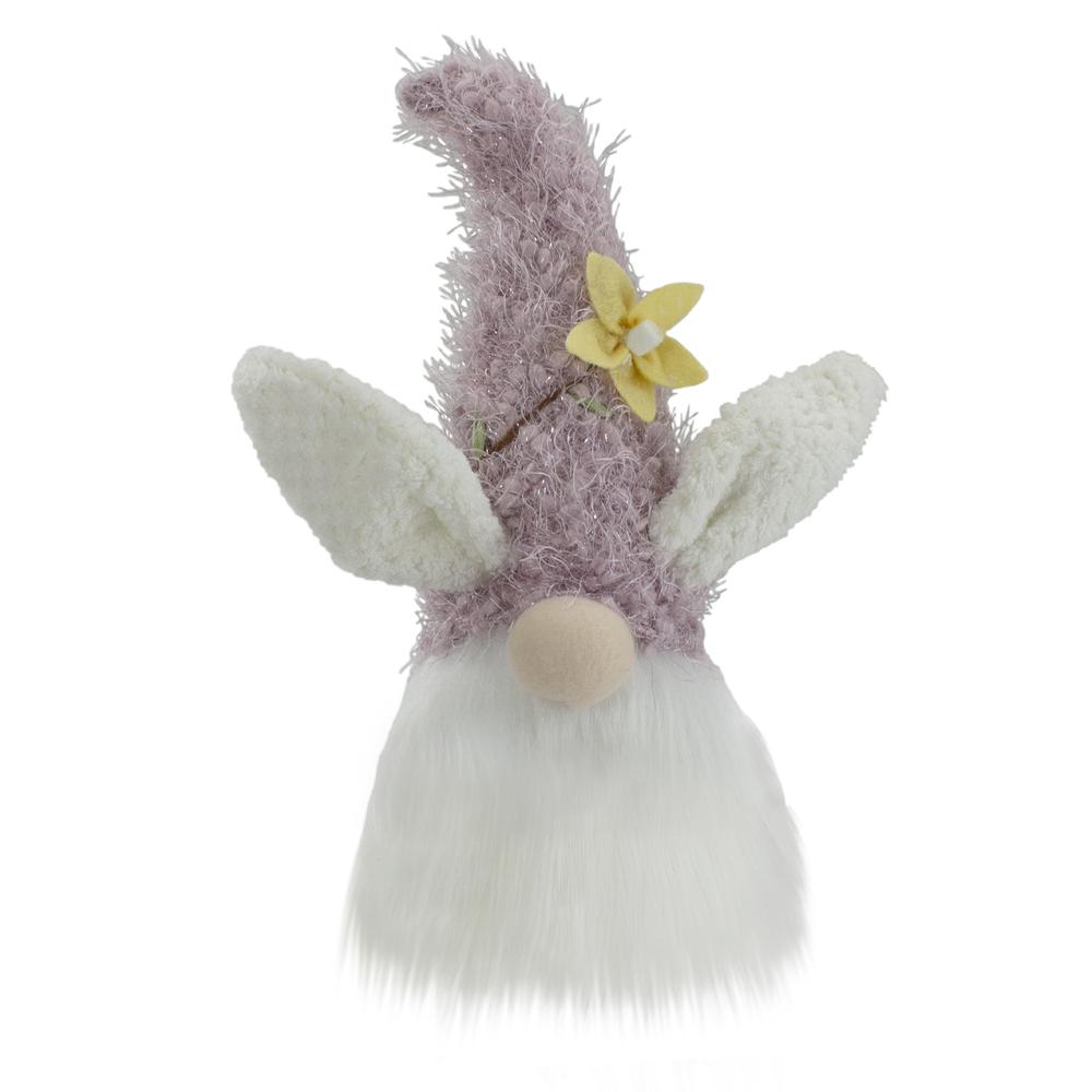 12" Purple and White Easter and Spring Gnome Head with Bunny Ears. Picture 1