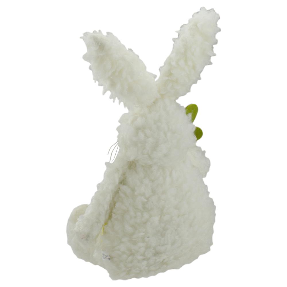 14" Plush White Sitting Easter Bunny Rabbit Holding a Carrot Spring Figure. Picture 5
