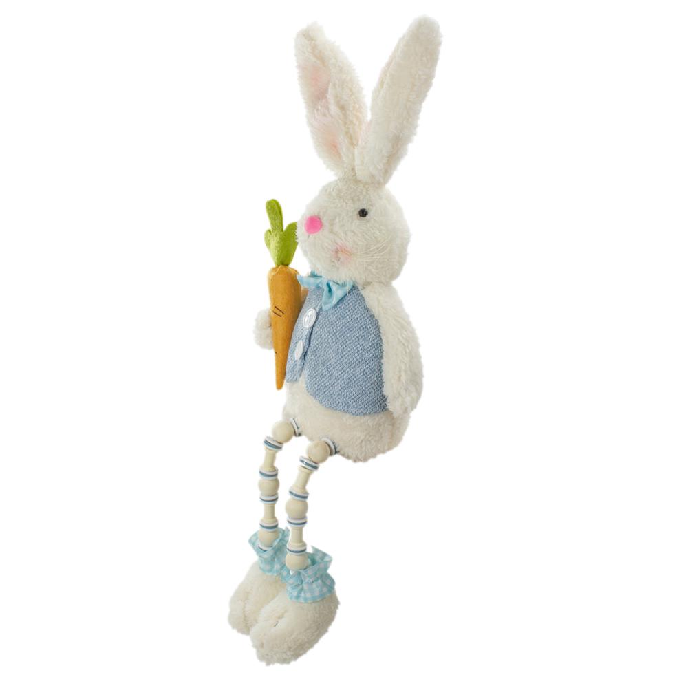 22" Blue and White Boy Bunny Rabbit with Dangling Bead Legs Spring Figure. Picture 4