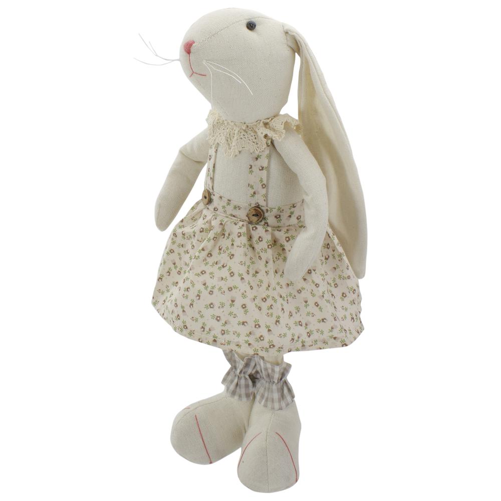 14.5" Beige and Cream Standing Girl Easter Bunny Rabbit Spring Figure. Picture 4