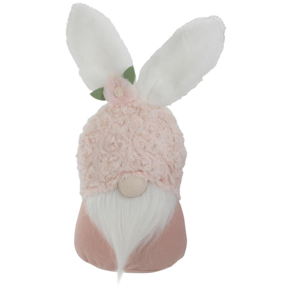 14" Pink and White Easter and Spring Gnome Head with Bunny Ears. Picture 1