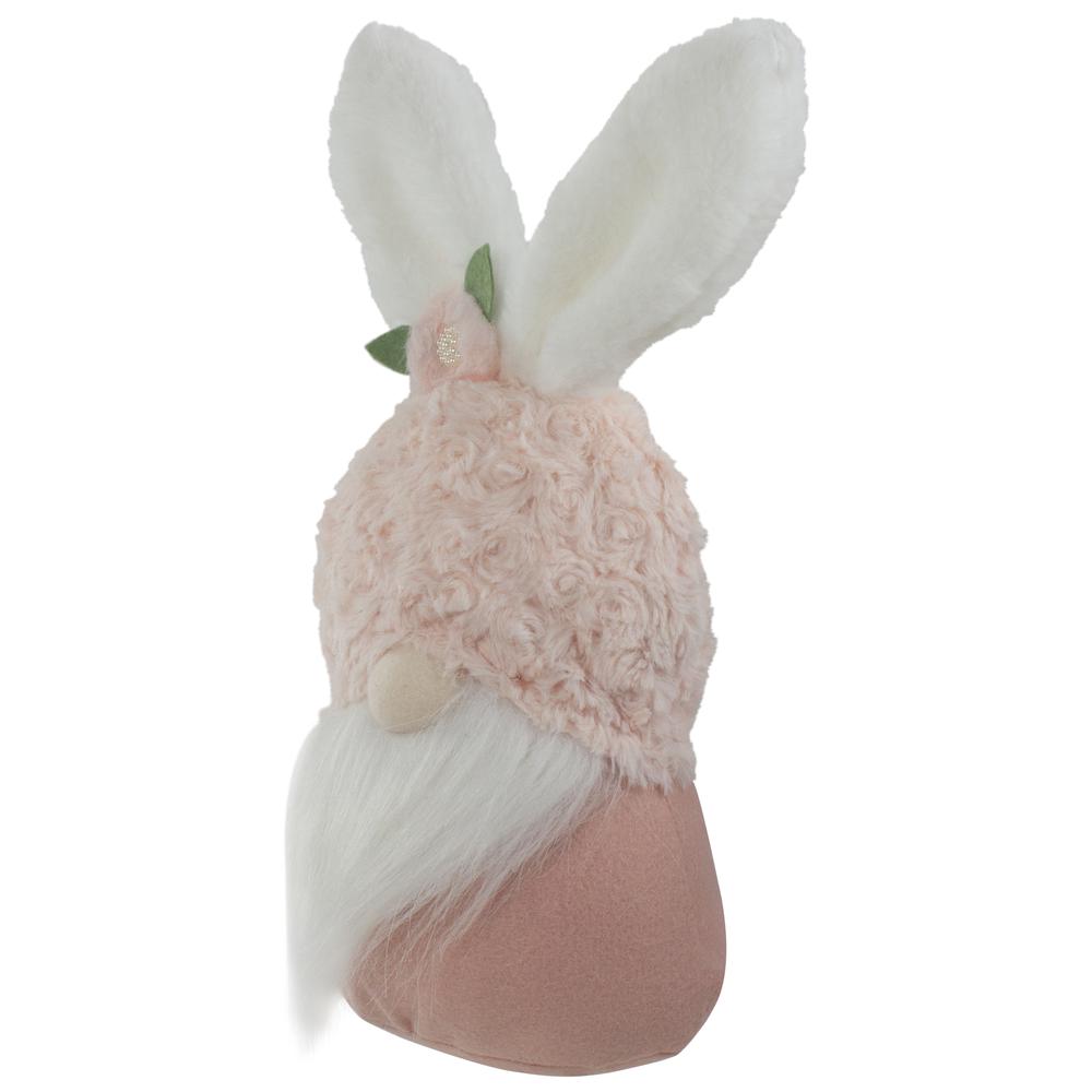 14" Pink and White Easter and Spring Gnome Head with Bunny Ears. Picture 4