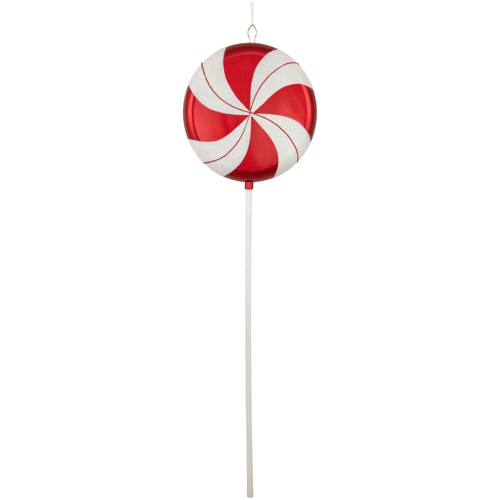 42" Red Pinwheel Lollipop with Iridescent Glitter Commercial Christmas Ornament. Picture 1