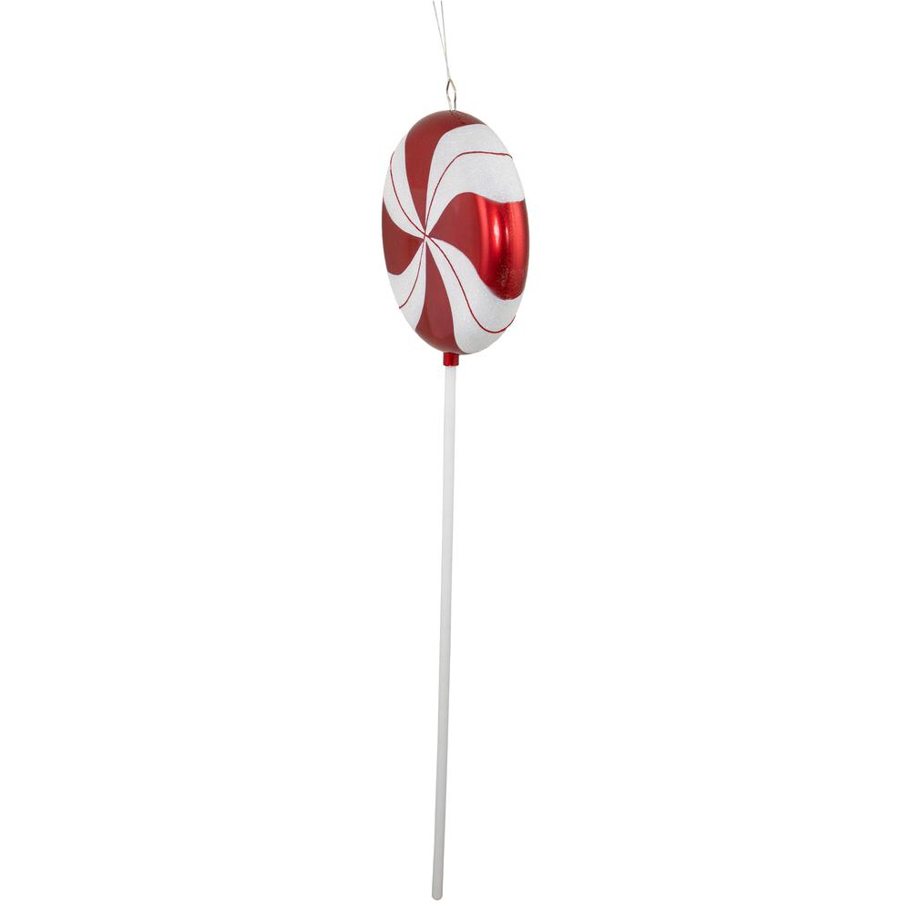 42" Red Pinwheel Lollipop with Iridescent Glitter Commercial Christmas Ornament. Picture 3