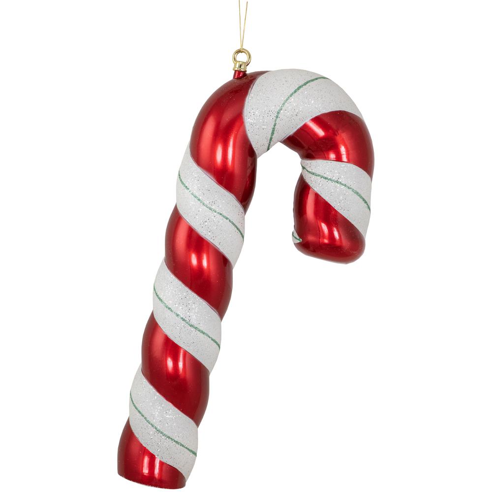 22" Shatterproof Candy Cane with Green Glitter Commercial Christmas Ornament. Picture 4