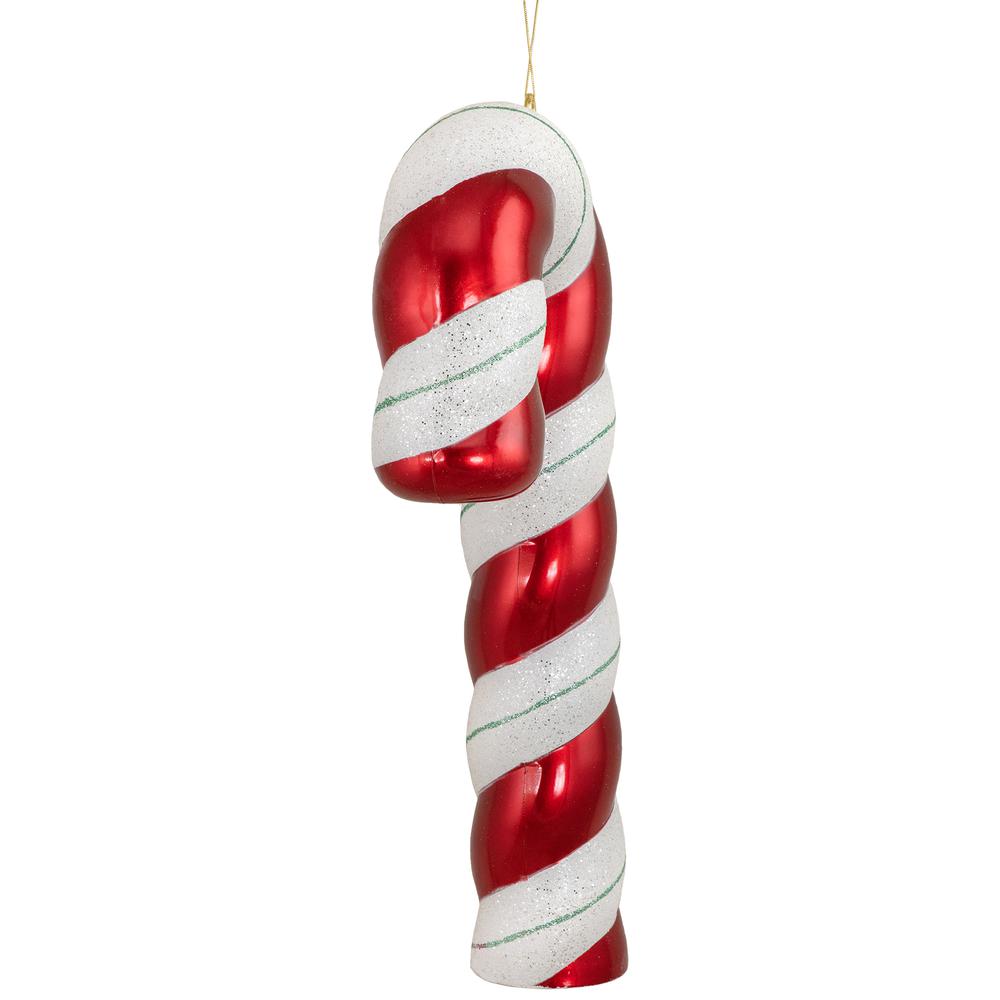 22" Shatterproof Candy Cane with Green Glitter Commercial Christmas Ornament. Picture 2