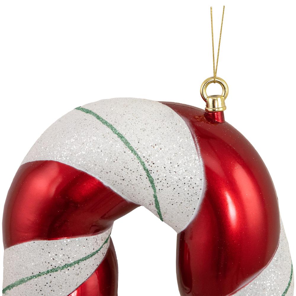 22" Shatterproof Candy Cane with Green Glitter Commercial Christmas Ornament. Picture 3