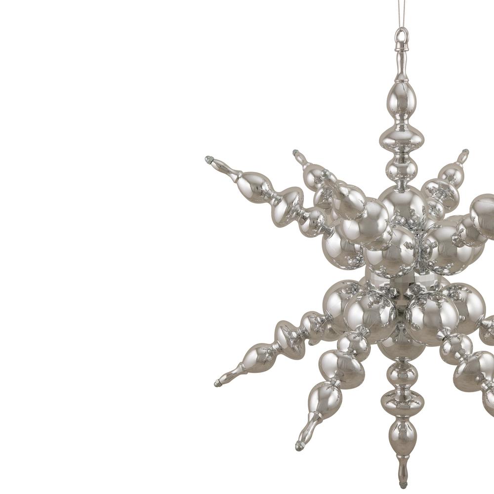 24" Shiny Silver 3D Sunburst Snowflake Commercial Christmas Ornament. Picture 3