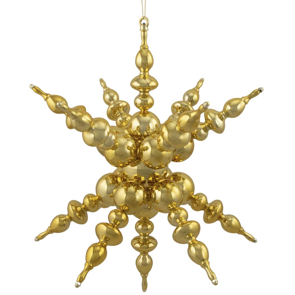 24" Shiny Gold 3D Sunburst Snowflake Commercial Christmas Ornament. Picture 1