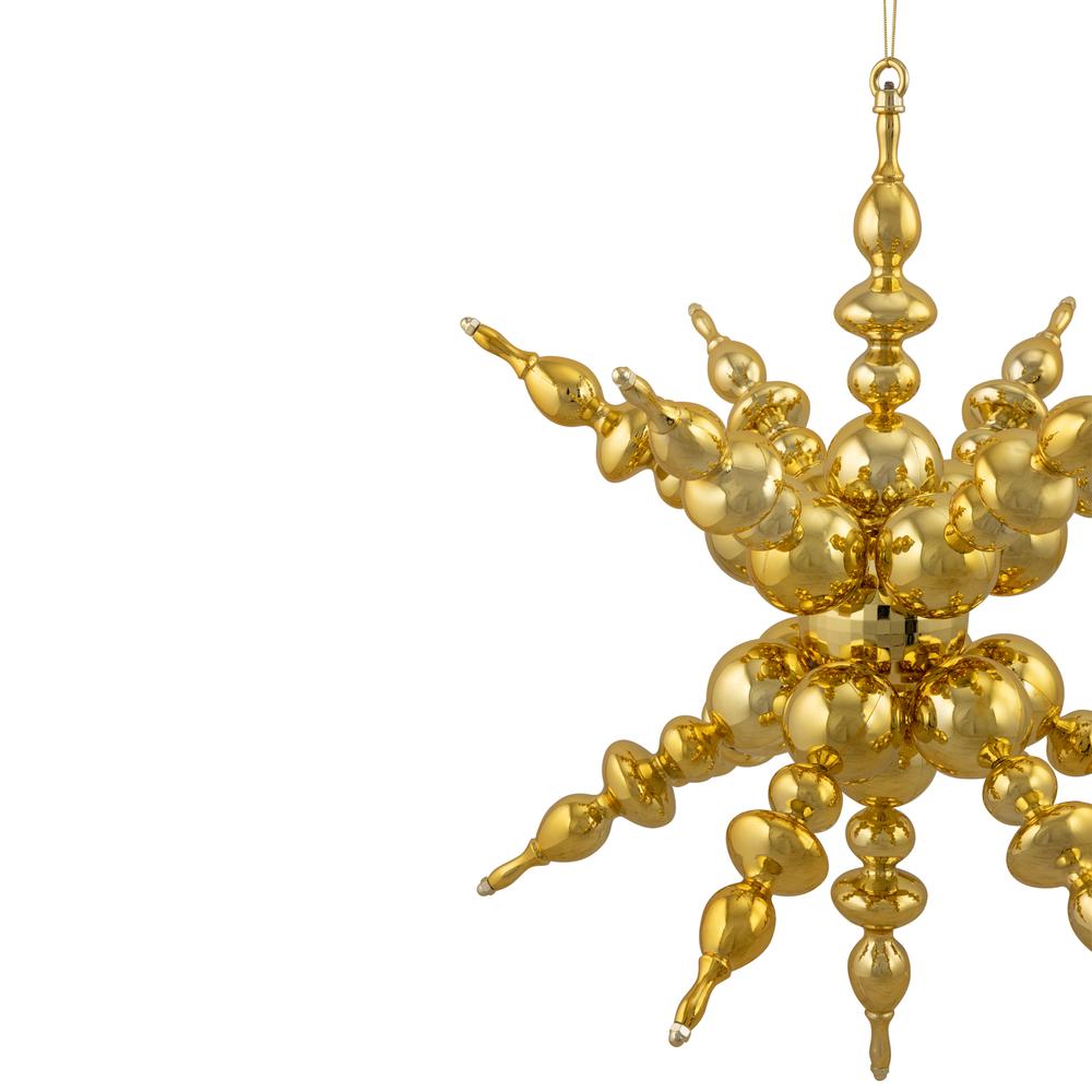 24" Shiny Gold 3D Sunburst Snowflake Commercial Christmas Ornament. Picture 3