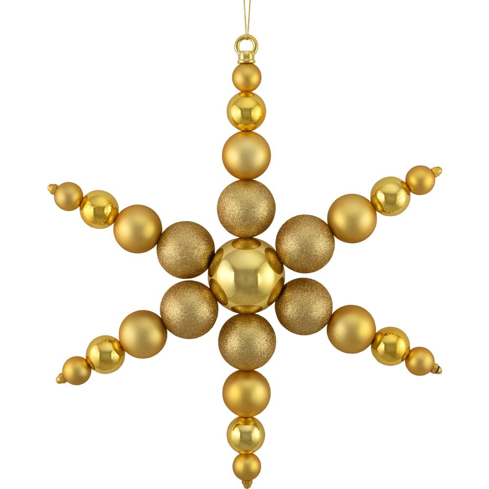 18" Gold 3-Finish Snowflake Shatterproof Commercial Christmas Ornament. Picture 1