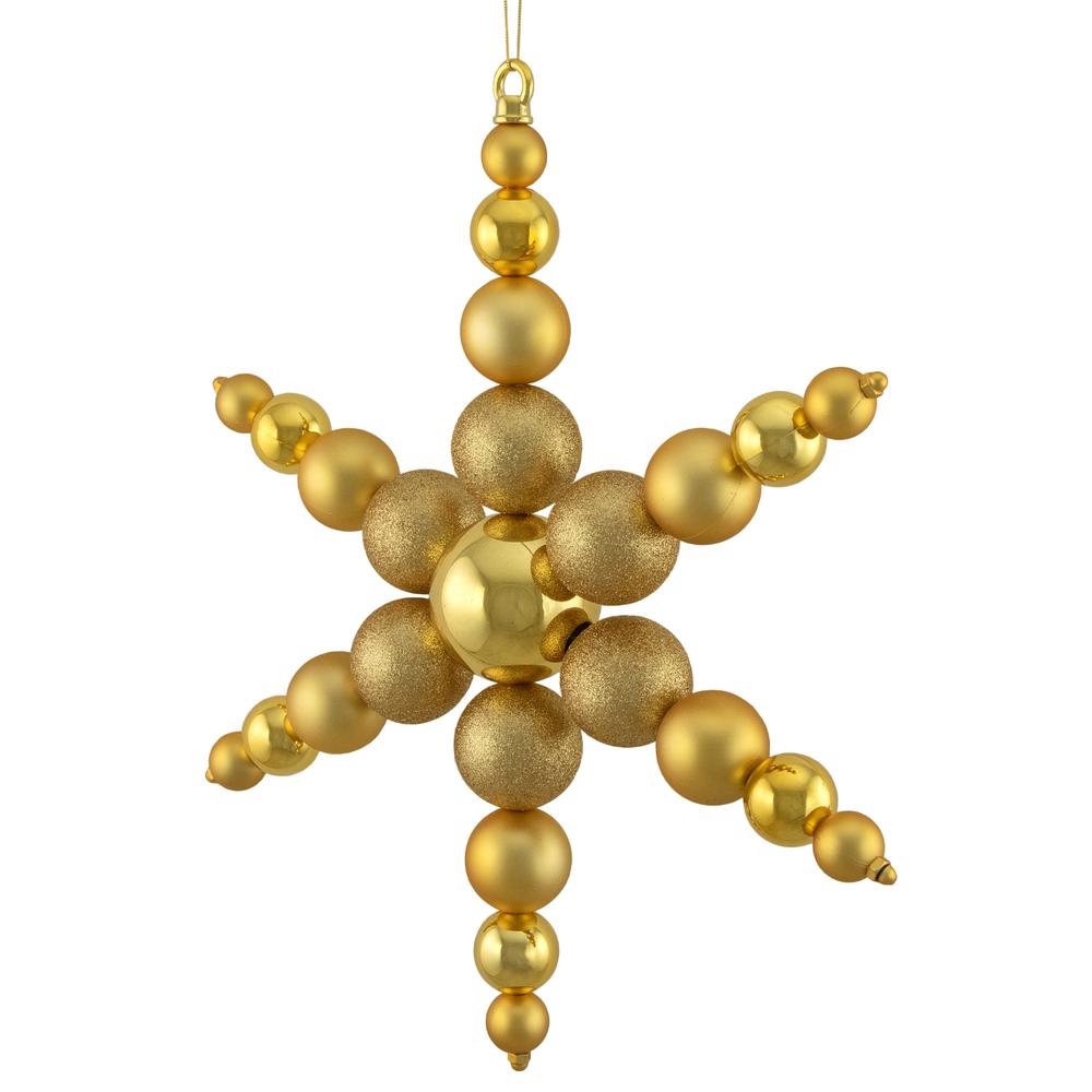 18" Gold 3-Finish Snowflake Shatterproof Commercial Christmas Ornament. Picture 2
