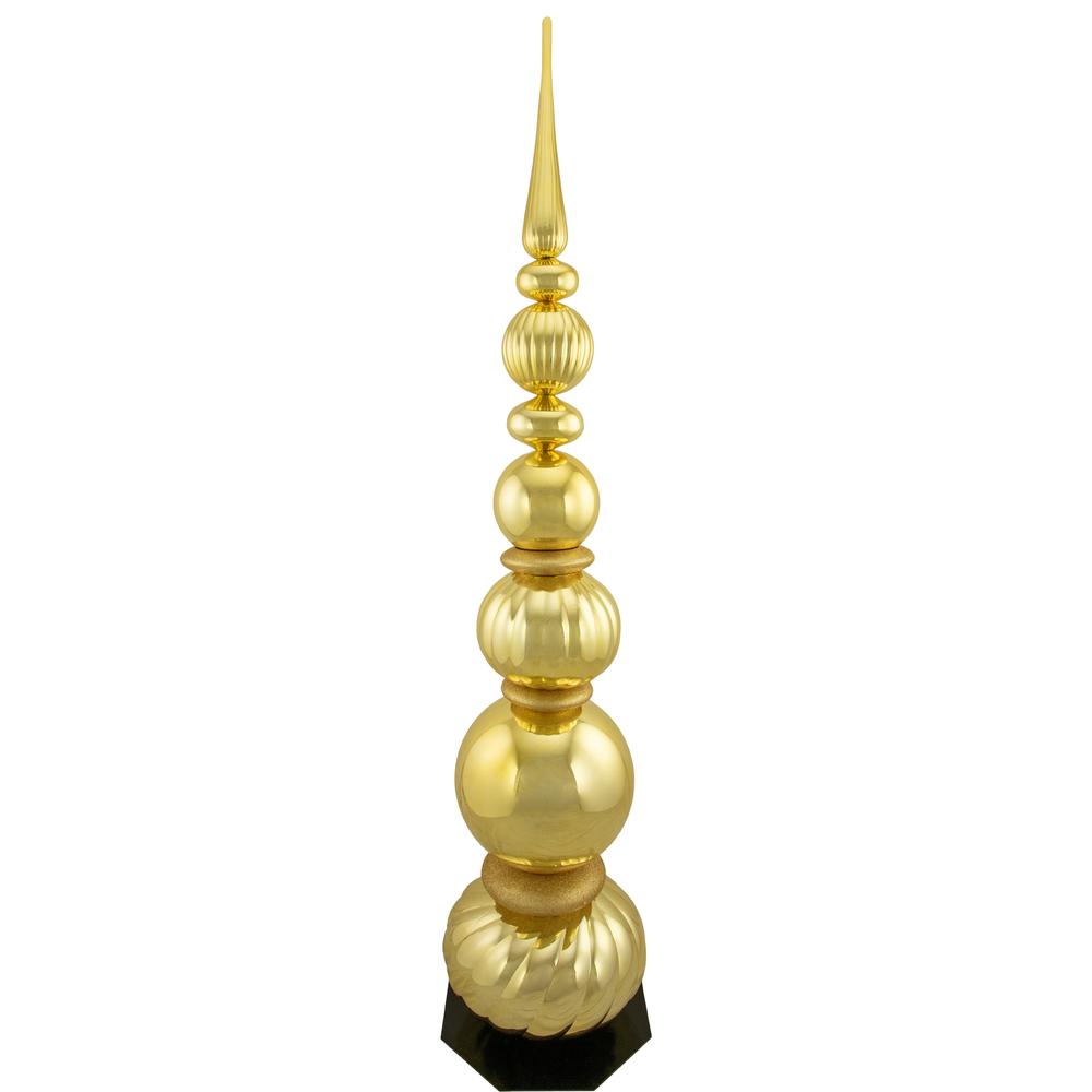 54" Shiny Gold and Glittered Topiary Finial Tower Commercial Christmas Decoration. Picture 1
