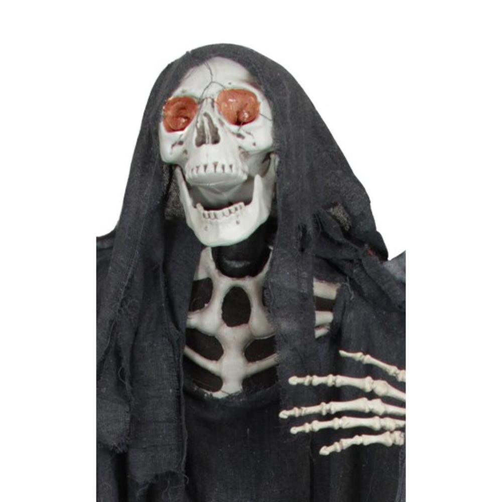 66" Pre-Lit Black and Red Sonic Skeletal Reaper with Wings Halloween Decor. Picture 3