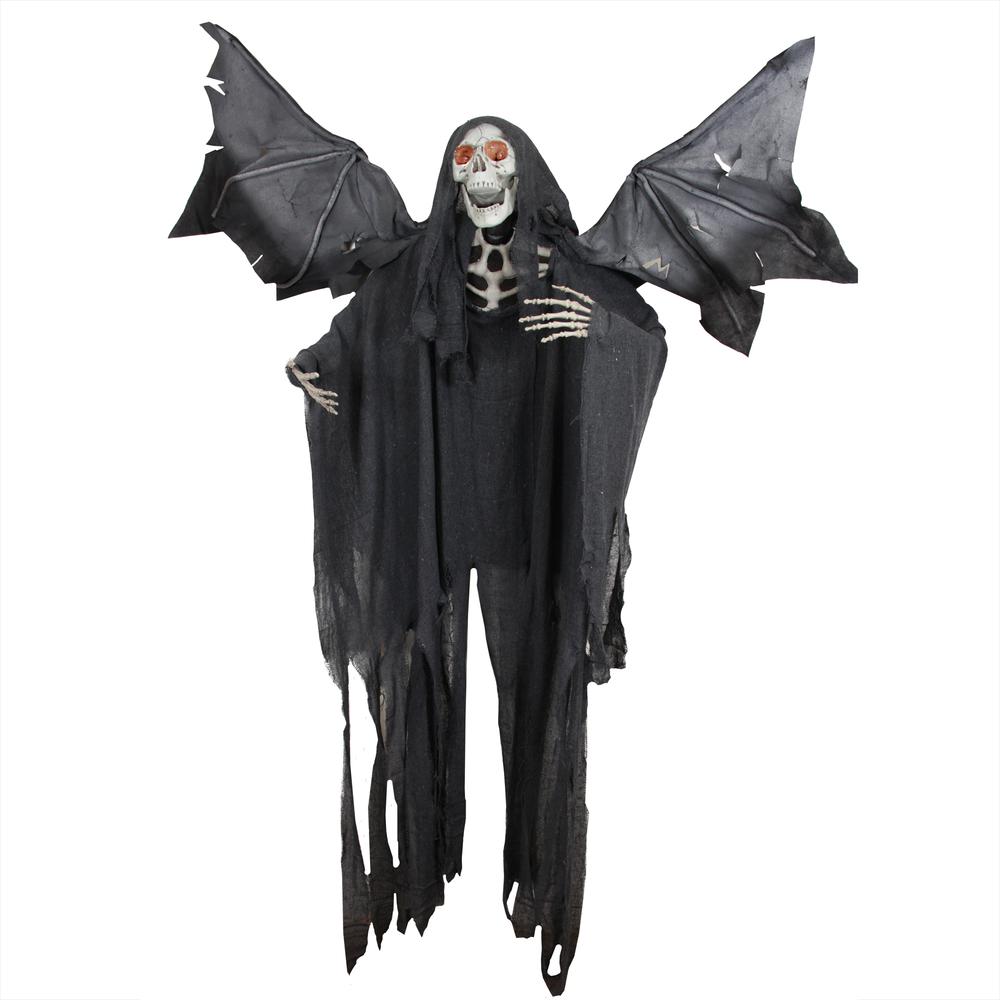 66" Pre-Lit Black and Red Sonic Skeletal Reaper with Wings Halloween Decor. The main picture.