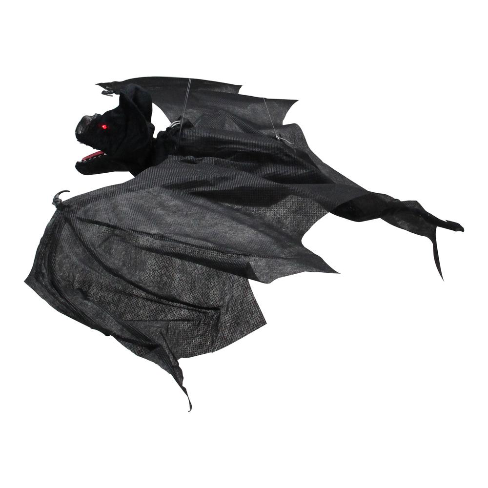 33" Battery Operated Animated Spooky Bat Hanging Halloween Decoration. Picture 2