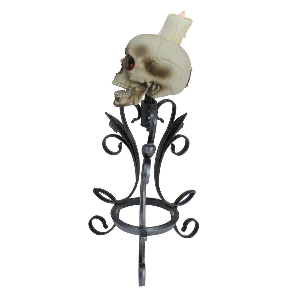16.25" Gothic Flameless Skull Halloween Candle Holder. Picture 3