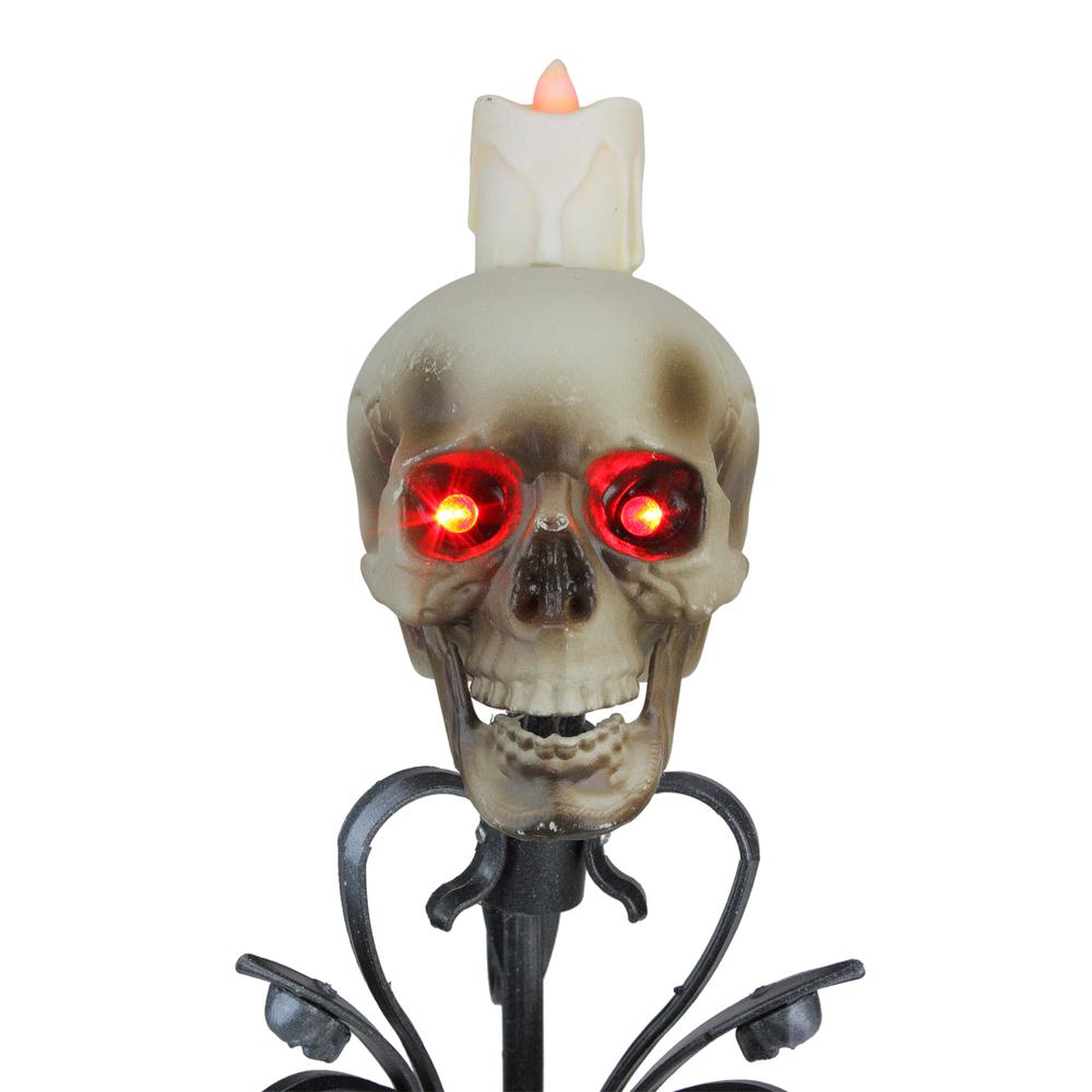 16.25" Gothic Flameless Skull Halloween Candle Holder. Picture 2