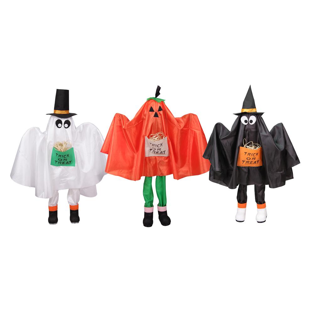 Set of 3 Ghost  Pumpkin and Bat Standing Halloween Kid Figures 36". Picture 1