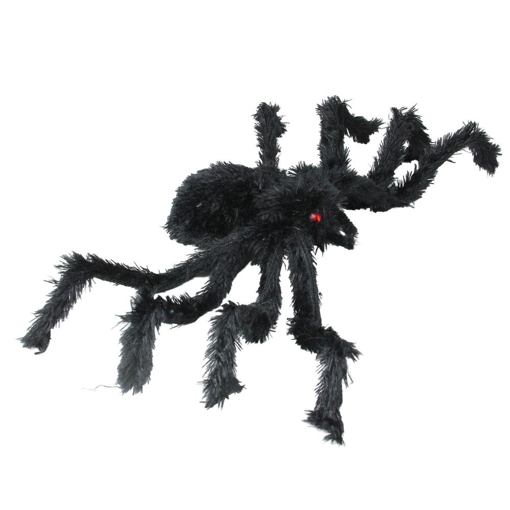 24" Fuzzy Spider with Red Eyes Halloween Decoration. Picture 2