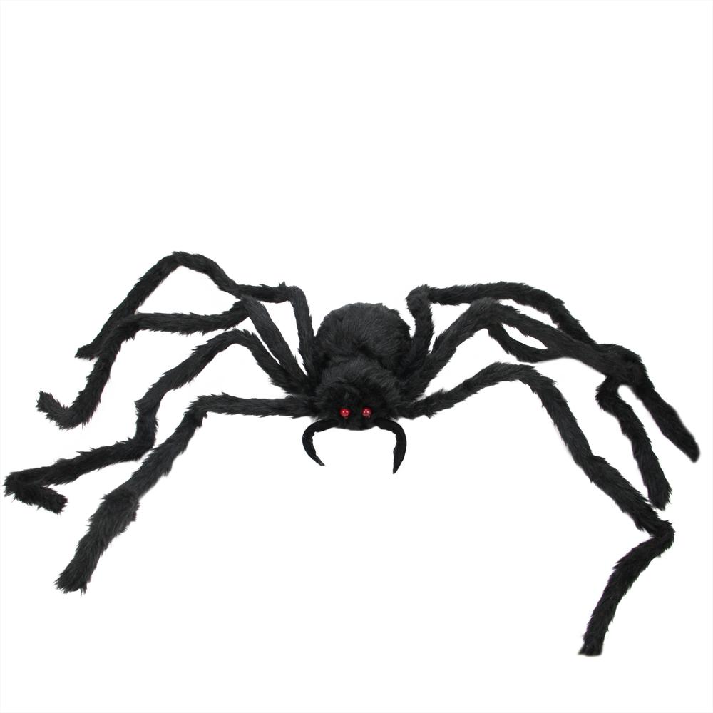 48" Black Spider with LED Flashing Eyes Halloween Decoration. Picture 1