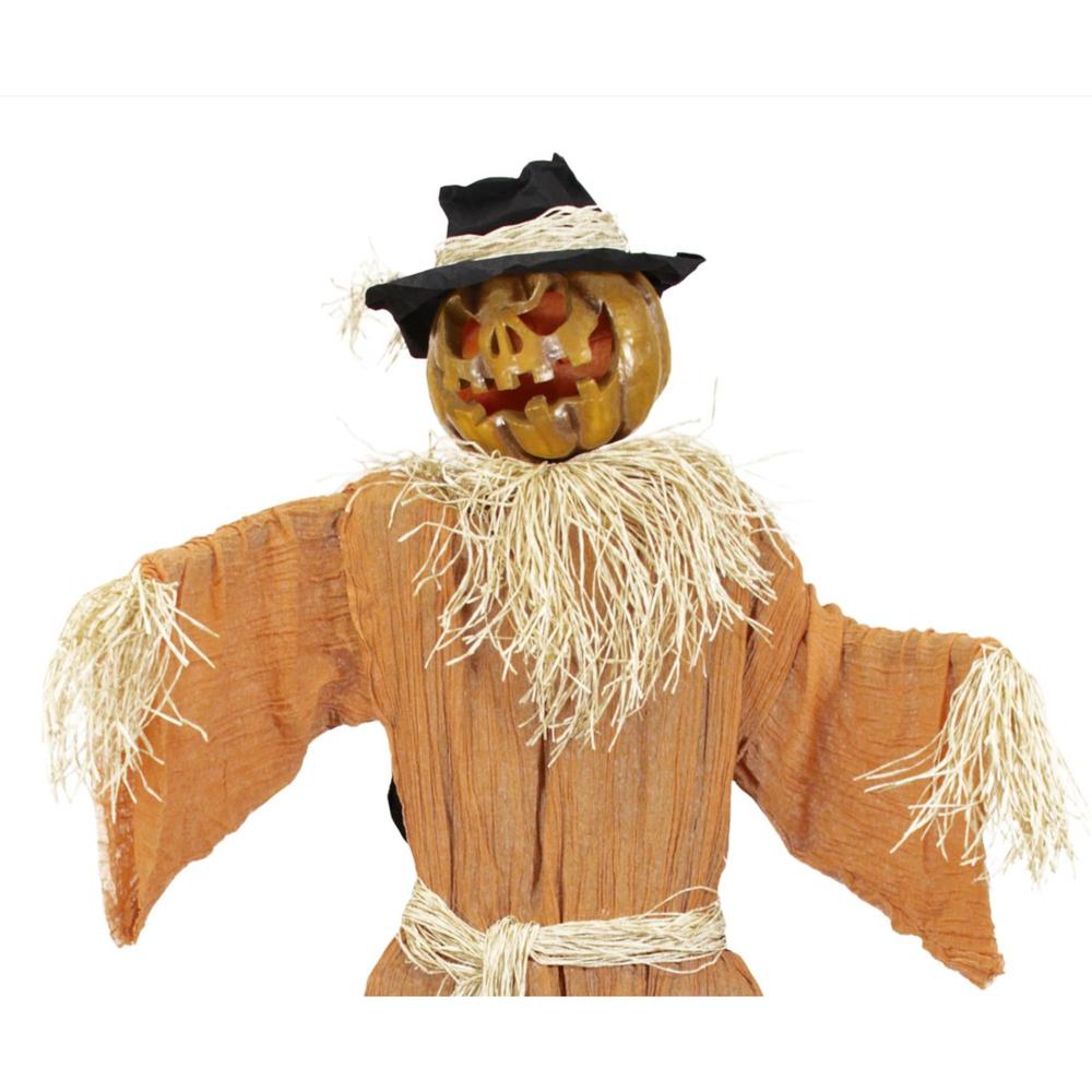 6' Animated Jack o Lantern Scarecrow Halloween Decoration. Picture 2